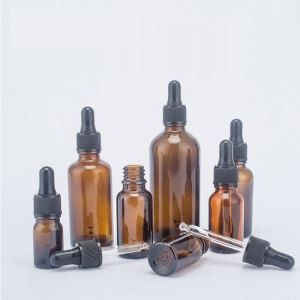 بطری قطره چکان شیشه رنگ کهربایی